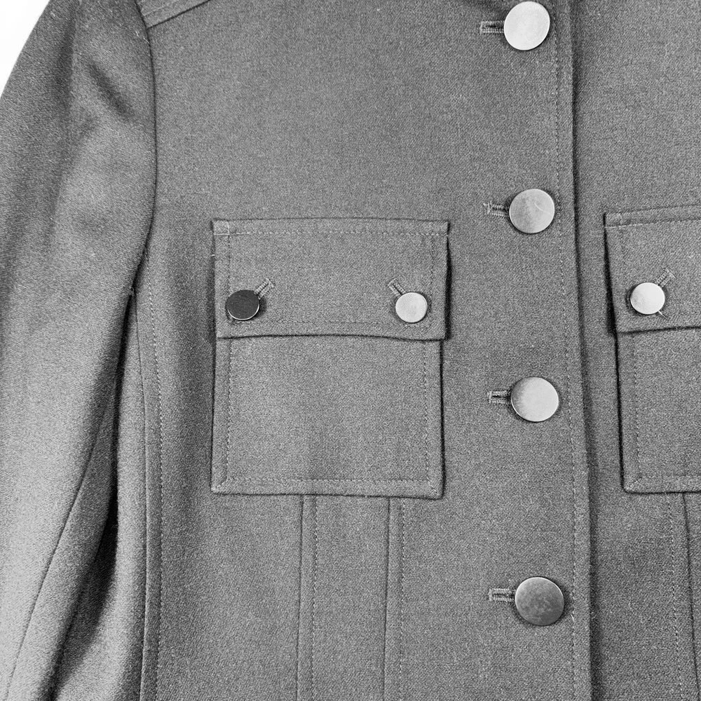 Talbots Womens Black Military Style‎ Blazer Stand Collar Button Front Jacket 6